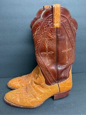Custom Vintage Foley Cowboy Exotic Handmade Boots Immaculate 9.5D ELEPHANT PRINT
